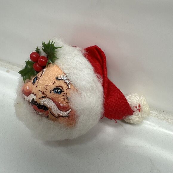 Vintage Santa Head Pin 1965 Cloth Brooch Christmas Gift Ugly Sweater Analee - Picture 4 of 10